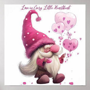 Poster Adorable Valentine’s Day Gnome avec des ballons de