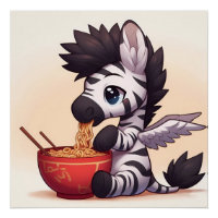 Adorable Zebra Angel manger Ramen