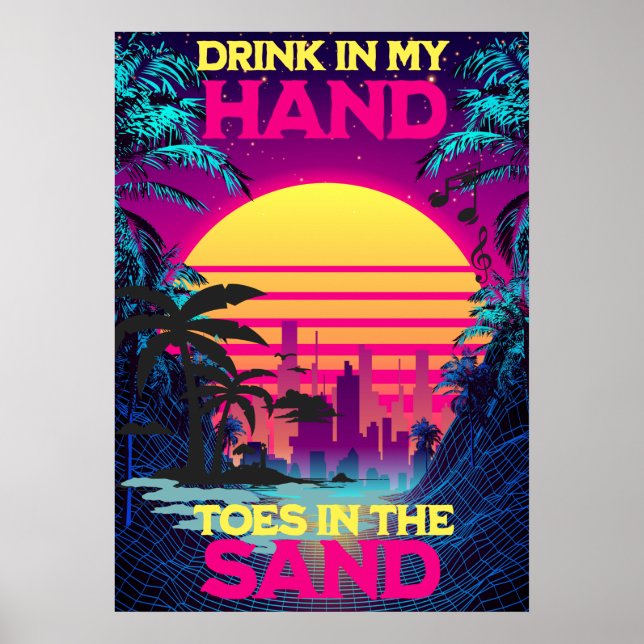 Poster Adorables Synthwave/Vaporwave Retro 80s Tropical (Devant)