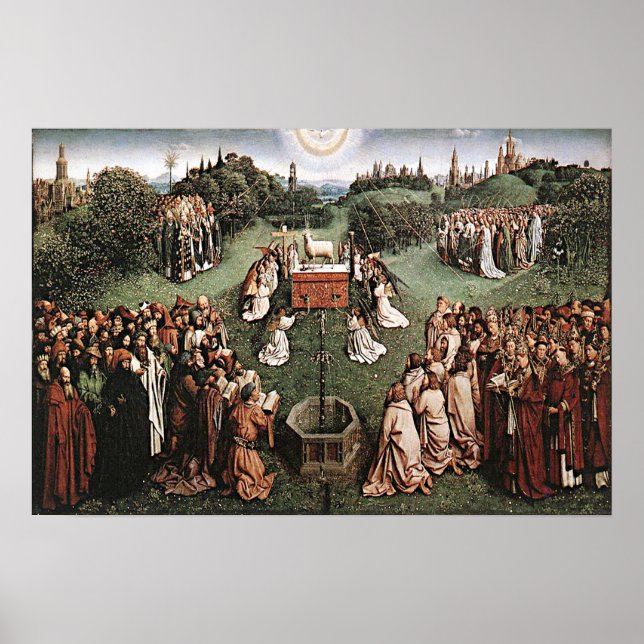 Poster Adoration de l'agneau Jan van Eyck 1429 (Devant)