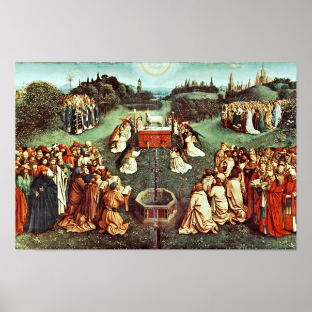 Poster Adoration De L'Agneau Mystique Par Eyck Hubert (Devant)