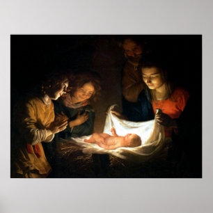 Poster Adoration de l'Enfant Jésus - Honthorst