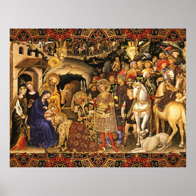 Poster ADORATION DE MAGI Gentile Da Fabriano, Noël (Devant)