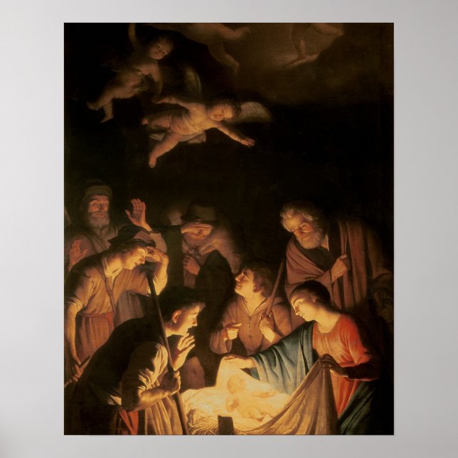 Poster Adoration des bergers, 1617 (huile sur toile) (Devant)