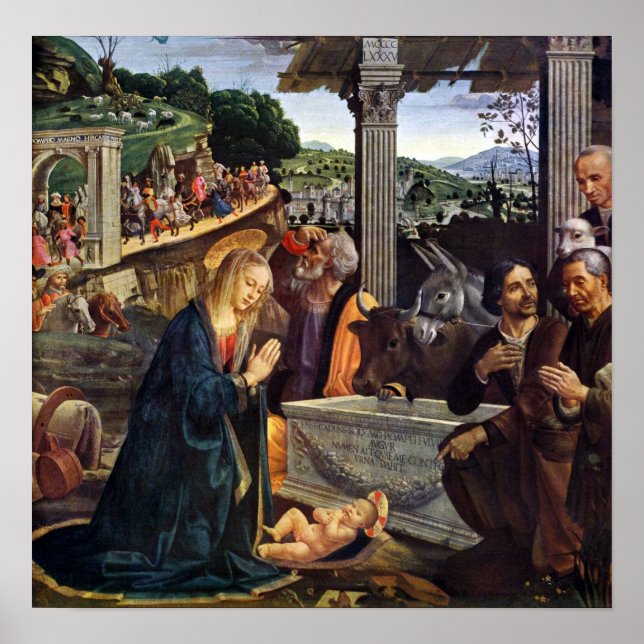 Poster Adoration des bergers - Domencio Ghirlandaio (Devant)