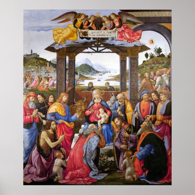 Poster Adoration des Mages - Domenico Ghirlandaio (Devant)