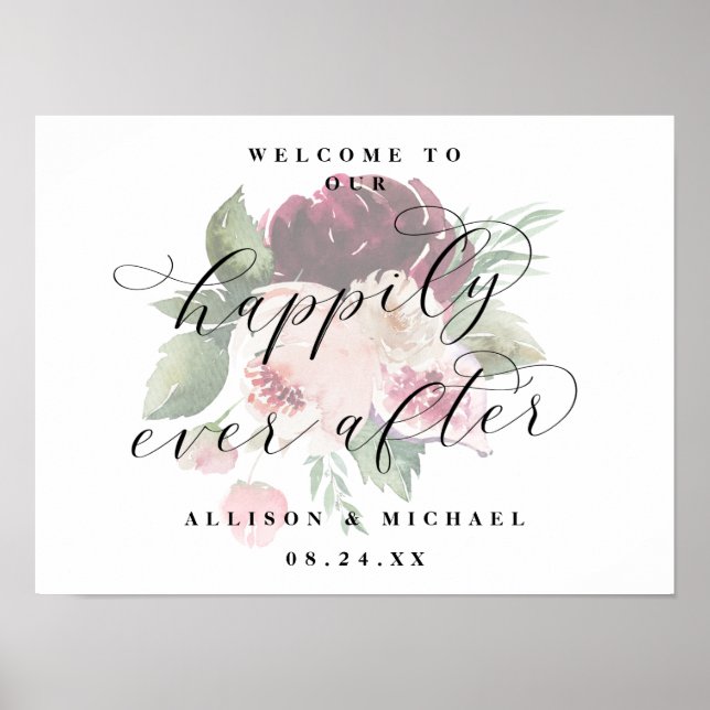 Poster Adore Floral Heureusement Jamais Après Le Signe Ma (Devant)