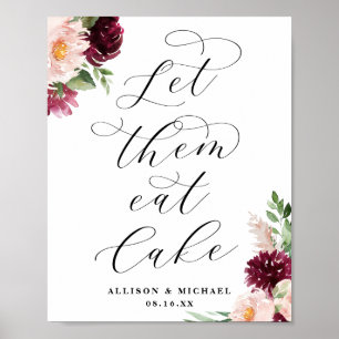 Poster Adore Floral Laisser Manger Cake Mariage Signer
