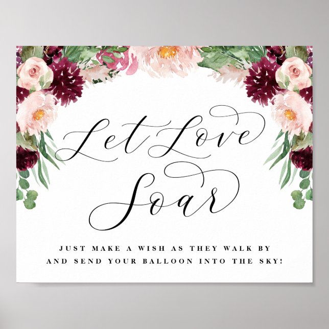 Poster Adore Let Loar Soar Balloon Envoyer Mariage Signal (Devant)