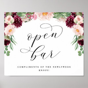Poster Adore Open Bar Calligraphie Mariage