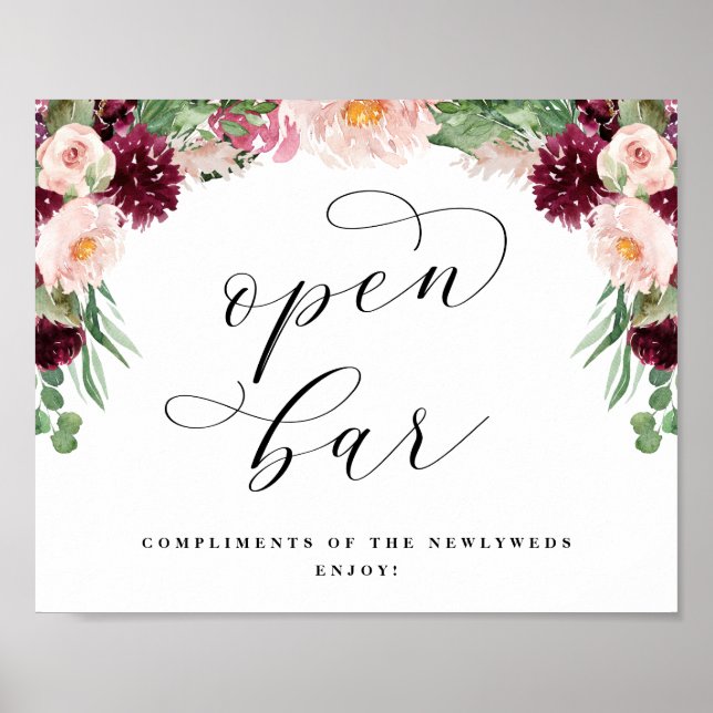 Poster Adore Open Bar Calligraphie Mariage (Devant)