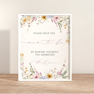 Poster Adresse du Baby shower Fleur sauvage Enveloppe