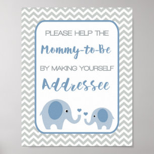 Poster Adresse un Baby shower Enveloppe Signal Blue Eleph