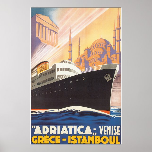 Poster Adriatica Venise Grece Istamboul Vintage voyage Po (Devant)