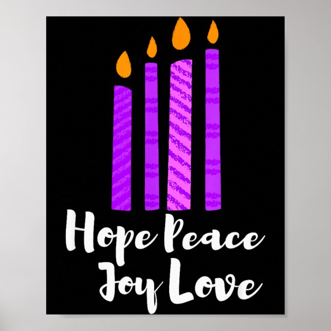Poster Advent Evergreen Wreath Candles Hope Peace Joy Lov (Devant)