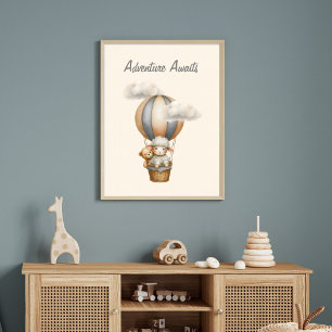 Poster Adventure Attend Un Ballon À Air Chaud Avec Agneau