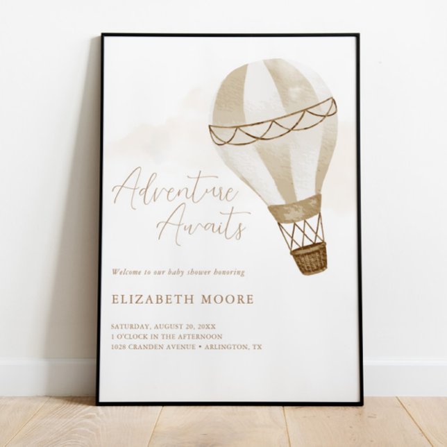 Poster Adventure Attend un ballon à air chaud neutre | Bi (Créateur téléchargé)