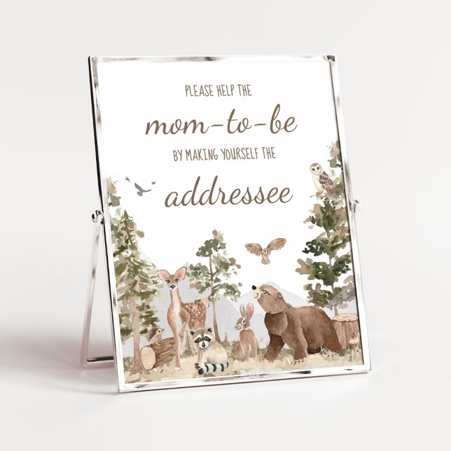 Poster Adventure Attend Woodland Animals Enveloppe Statio (Woodland Animals Adventure Awaits Baby Shower Envelope Station Sign)