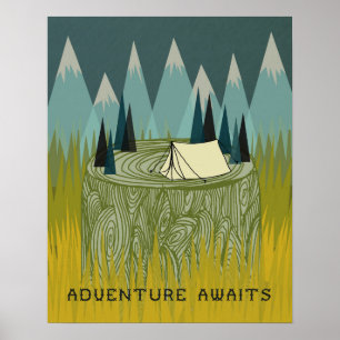 Poster Adventure Await - Boys Room Art Kids Design