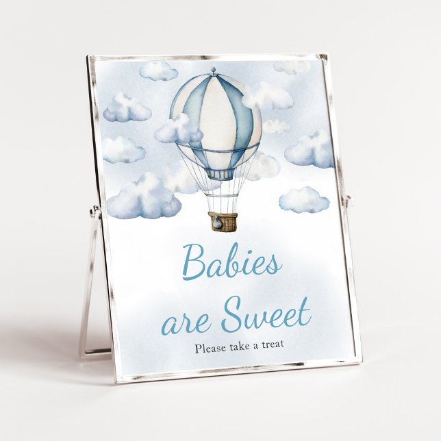 Poster Adventure Await Hot Air Balloon Baby are Sweet (Adventure Awaits Baby Shower Babies are Sweet Sign)