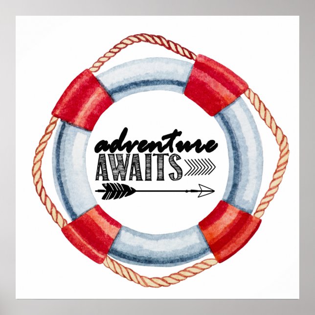Poster Adventure Await Life Preserver (Devant)