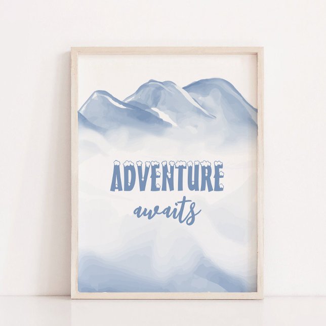 Poster Adventure Await Winter Nursery Décor (Adventure Awaits Winter Nursery Wall Decor)