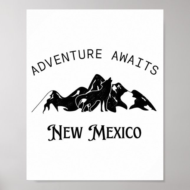 Poster Adventure Awaits Vacation Travel New Mexico  (Devant)