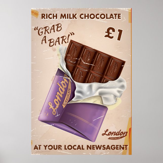 Poster Advert au chocolat britannique rétro. (Devant)