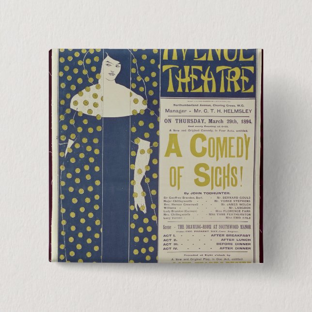 Poster advertising A Comedy of Sighs 2 Inch Square Button (Front)