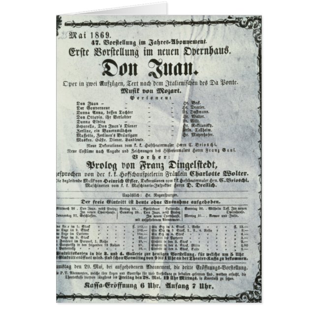 Poster advertising a performance of 'Don Juan' (Front)