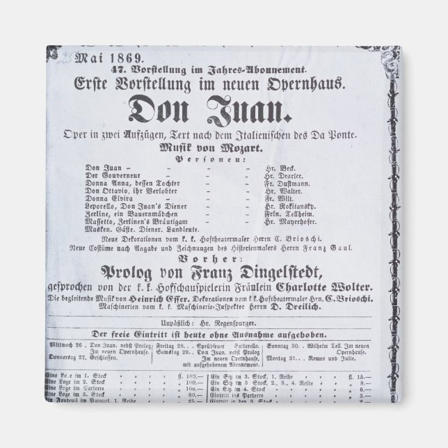 Poster advertising a performance of 'Don Juan' Magnet (Front)
