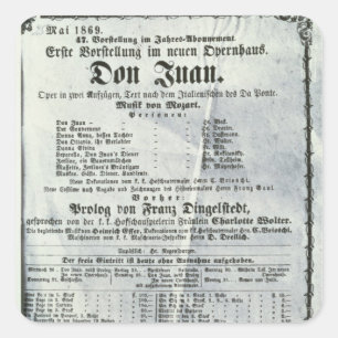 Poster advertising a performance of 'Don Juan' Square Sticker