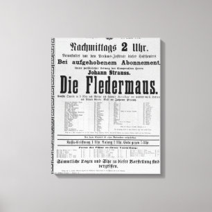 Poster advertising Die Fledermaus by Johann Canvas Print