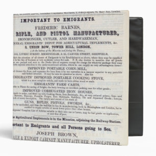 Poster advertising emigrant services binder