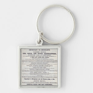 Poster advertising emigrant services keychain