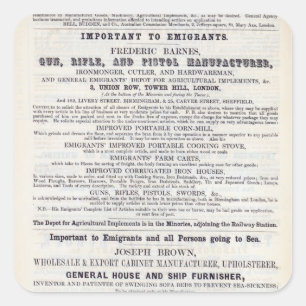 Poster advertising emigrant services square sticker