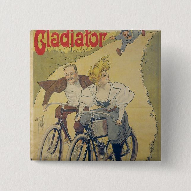 Poster advertising Gladiator bicycles 2 Inch Square Button (Front)