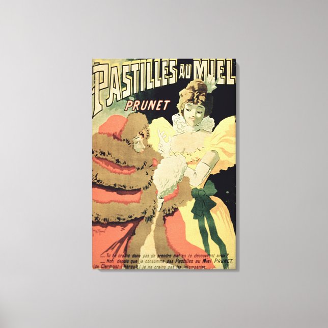 Poster advertising 'Honey Pastilles' by Prunet, Pa Canvas Print (Front)