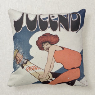 Poster advertising 'Jugend, illustrated Weekly Mag Throw Pillow