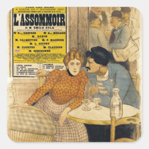 Poster advertising L'Assommoir by M.M.W. Square Sticker