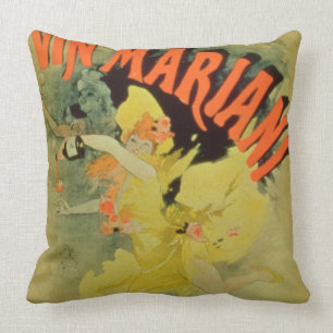 Poster advertising 'Mariani Wine, Popular French T Throw Pillow