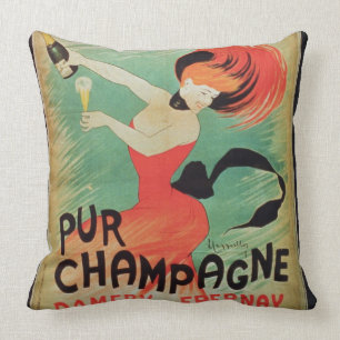 Poster advertising 'Pur Champagne', from Damery, E Throw Pillow