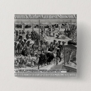Poster advertising, 'The Barnum and Bailey 2 Inch Square Button