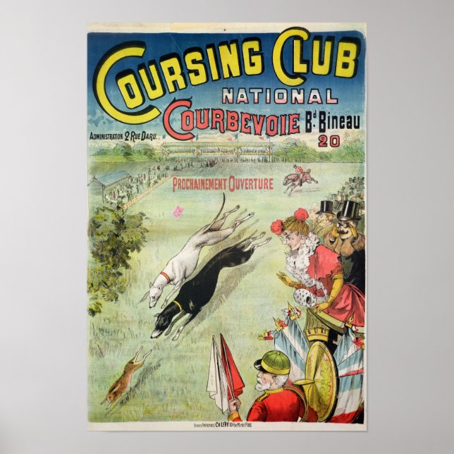 Poster advertising the opening of Coursing (Front)
