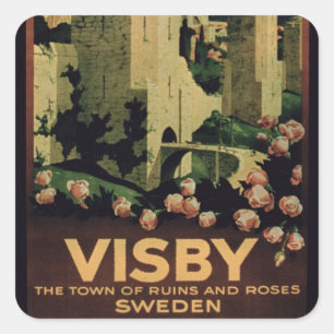Poster advertising the town of Visby, Sweden (colo Square Sticker