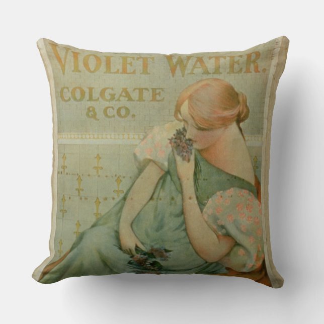 Poster advertising 'Violet Water', by Colgate & Co Throw Pillow (Front)