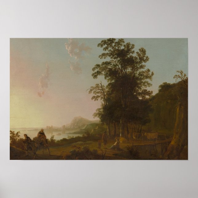 Poster Aelbert Cuyp - Paysage avec le vol vers l'Egypte (Devant)