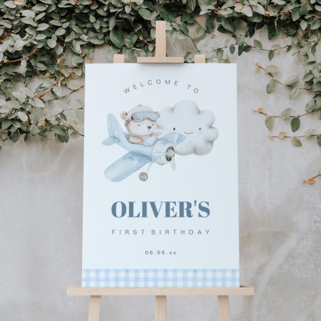 Poster Aéronef et ours en peluche Bienvenue à la fête d'a (Créateur téléchargé)