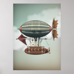 Poster Aéronef Stormy Skies Aleutian   Steampunk Travel