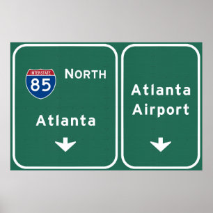 Poster Aéroport Atlanta ATL I-85 N Interstate Georgia -